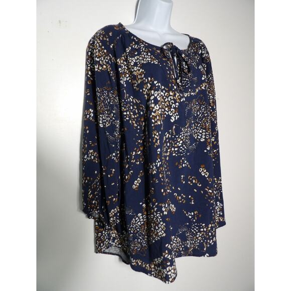 Evri 2X Top Tunic Cheetah Leopard Jag Animal Blue Office Career Big Cat Rayon - Picture 3 of 9
